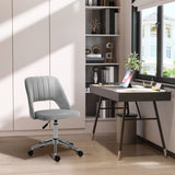 Vinsetto Modern Mid Back Office Chair, Velvet Fabric, Swivel, Armless Desk Chair, Hollow Back Design, Grey