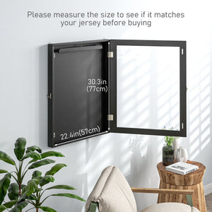 English Elm HOMCOM Jersey Display Case 23.5"x31.5" Wall-Mounted Acrylic Shadow Box with Lockable Hinge & UV Guard Black W2225P156103