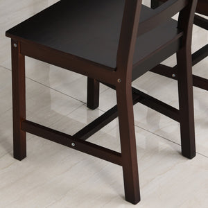 English Elm HOMCOM Chestnut Pine 5-Piece Dining Set for 4 — Compact Rustic Wooden Table & High-Back Slatted Chairs W2225P156107