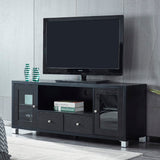 Hearth and Haven Wood TV Stand Media Console with Storage Cabinet For Living Room, Bedroom- Wood Grain Finish W965P156184