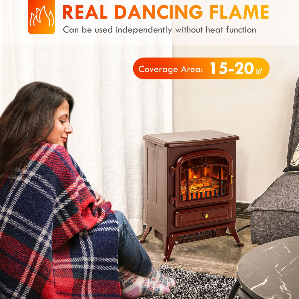 English Elm Homcom 22" Electric Fireplace Heater With Realistic Flames, Adjustable Heat, Safety Features & Portable Design W2225P156099