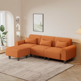 Hearth and Haven Yawn 3-Piece Convertible Sectional Sofa Set with Pillows, Orange and Black W1658S00013