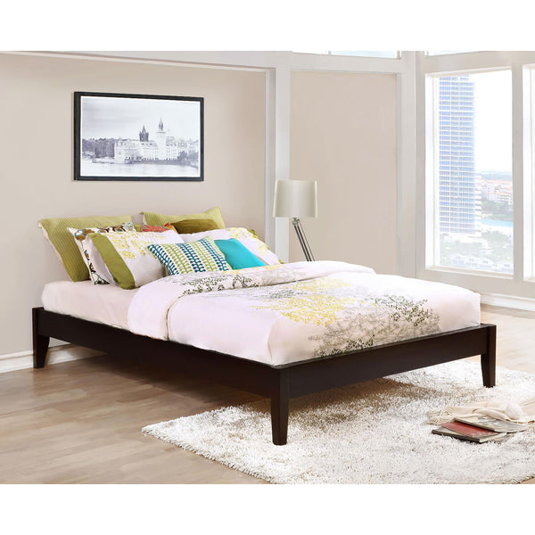 English Elm Cappuccino Low-Profile Full Platform Bed with Tapered Legs, Sleek Minimalist Design, 600lb Limit B062S00289
