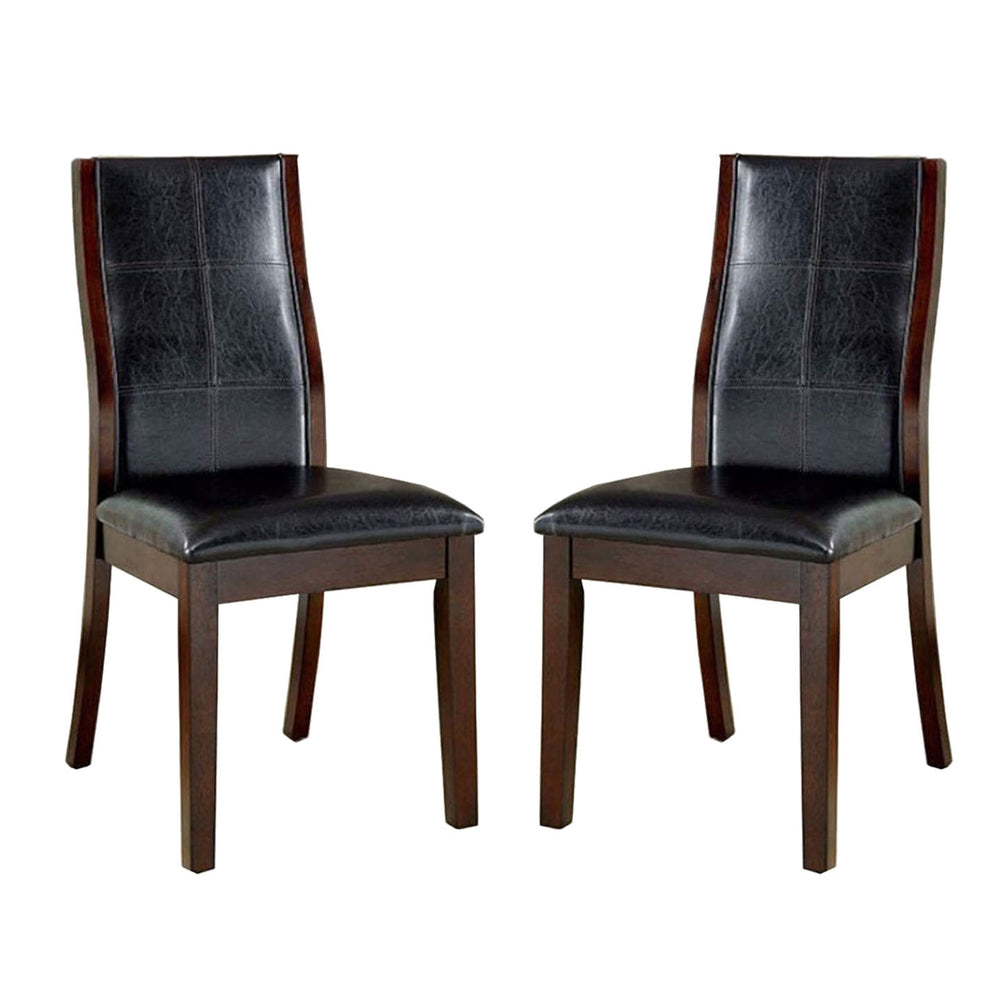 English Elm Set of 2 Espresso Leatherette Dining Chairs Brown Cherry Finish Padded Curved Back Stylish Comfort B016P156358