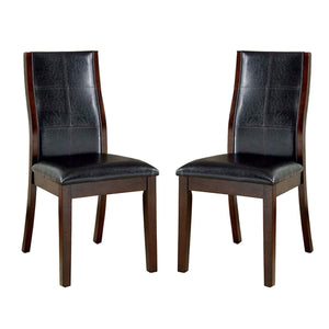 English Elm Set of 2 Espresso Leatherette Dining Chairs Brown Cherry Finish Padded Curved Back Stylish Comfort B016P156358
