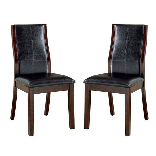 English Elm Set of 2 Espresso Leatherette Dining Chairs Brown Cherry Finish Padded Curved Back Stylish Comfort B016P156358