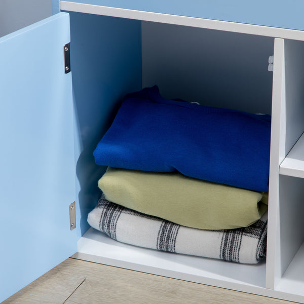 English Elm Qaba Kids Bookshelf with Cabinet and Triple-Tier Shelves for Toys, Durable MDF Storage for Ages 3-8 Blue W2225P156297