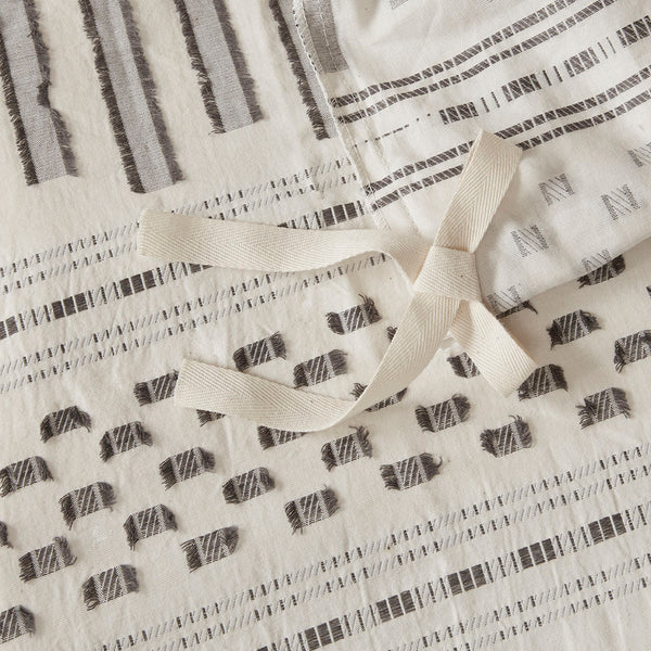 English Elm King/Cal King Rhea Cotton Jacquard Duvet Cover Mini Set – 100% Cotton, Eyelash Stripe Design, OEKO-TEX Certified, Button Closure, Machine Washable B03596465