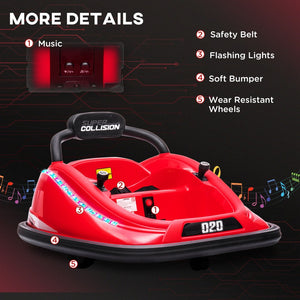 English Elm Aosom 12v Toddler Ride on Bumper Car with Dual Motors 360 Spin Led Glow Red W2225P156329