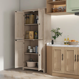 English Elm HOMCOM 72" Freestanding 4-Door Kitchen Pantry Cabinet with 4 Tiers, Adjustable Shelves & Anti-Tip Strap W2225P156379