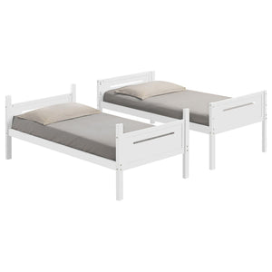 English Elm White Twin/Twin Bunk Bed Sturdy Rubberwood Frame with Angled Ladder, Full Guardrails, 400lb Tested Weight B062S00337