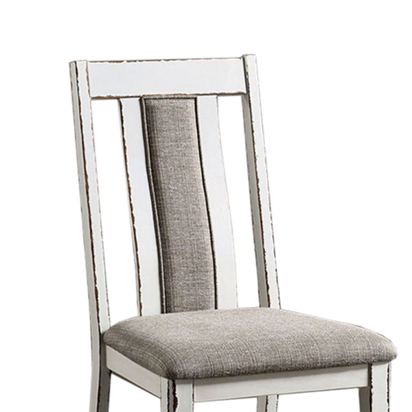 English Elm Set of 2 Upholstered Side Chairs with Weathered White & Warm Gray Finish, Rustic Contoured Comfort and Modern Two-Tone Appeal B016P156291
