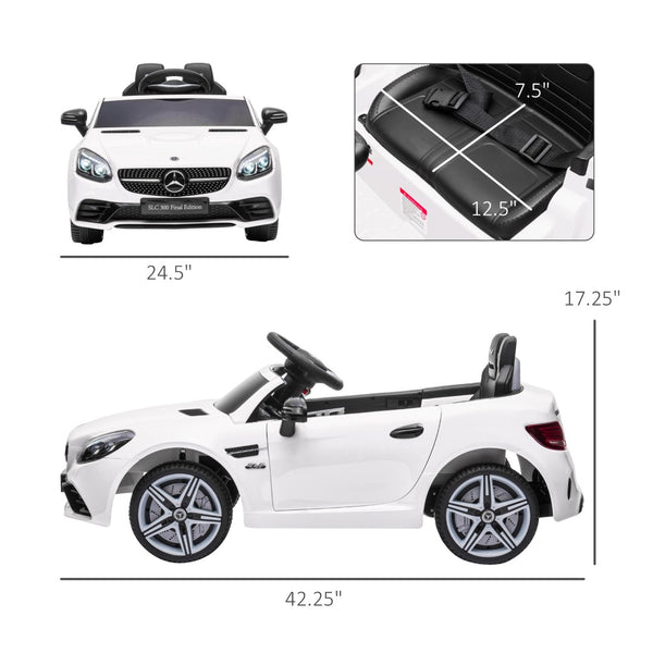 English Elm Aosom Mercedes Slc 300 Kids 12v Ride on Car with Remote Suspension and Lights White W2225P156325