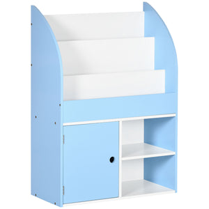 English Elm Qaba Kids Bookshelf with Cabinet and Triple-Tier Shelves for Toys, Durable MDF Storage for Ages 3-8 Blue W2225P156297