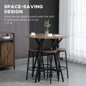 English Elm Homcom Industrial 5-Piece Bar Table & Stools Set - Space-Saving Dining For Kitchen & Pub Areas W2225P156370