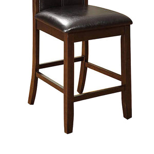 English Elm Set of 2 Brown Cherry Counter Height Chairs with Padded Leatherette Seats and Curved Backs, Stylish Dining Accent B016P156357