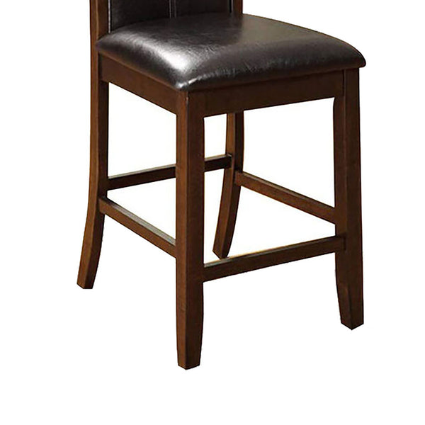 English Elm Set of 2 Brown Cherry Counter Height Chairs with Padded Leatherette Seats and Curved Backs, Stylish Dining Accent B016P156357