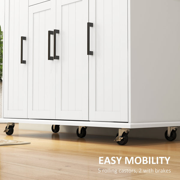 English Elm Homcom Rolling Kitchen Island With Rubberwood Top, Drawer, Storage Cabinet & Spice Rack - Mobile & Stylish W2225P156375