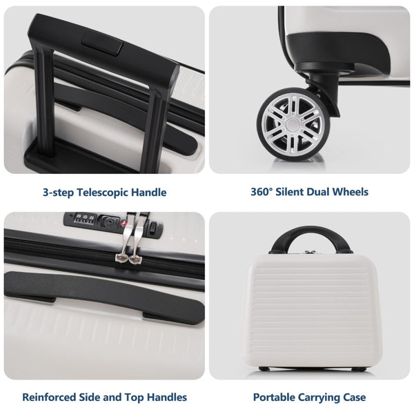 English Elm Carry-on Abs Hard Shell Suitcase with Front Access Pocket Usb Port Spinner Wheels PP314954AAK