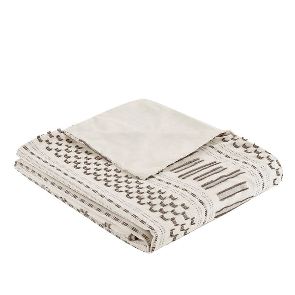 English Elm King/Cal King Rhea Cotton Jacquard Duvet Cover Mini Set – 100% Cotton, Eyelash Stripe Design, OEKO-TEX Certified, Button Closure, Machine Washable B03596465