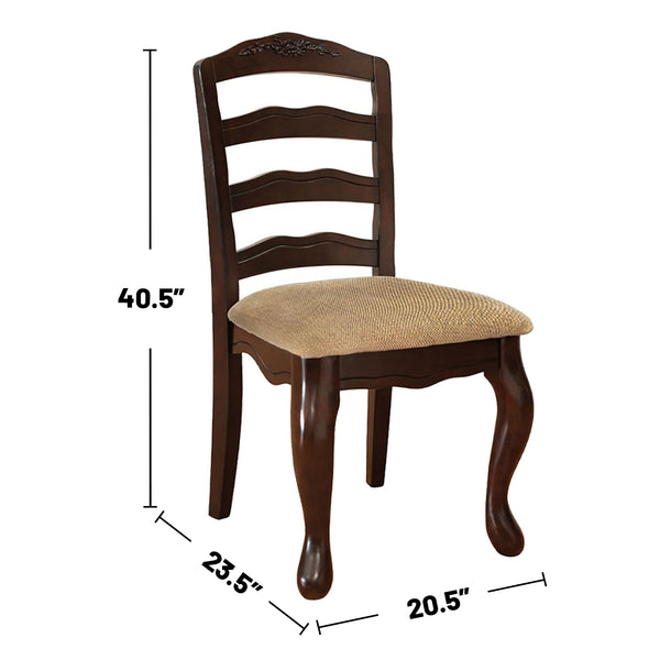 English Elm Set of 2 Curvy Ladder Back Dining Chairs in Dark Walnut with Plush Tan Fabric Seats, Affordable Style B016P156224