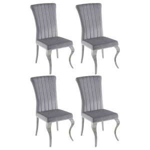 English Elm Grey Upholstered Side Chairs Set of 4 — Velvet Hollywood Glam Dining Chairs with Chrome Legs, Durable Comfort B062S00327