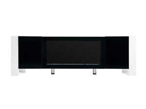 English Elm On-trend Gloss Media Console with Built-in Electric Fireplace for Living Rooms Black SD000029AAB