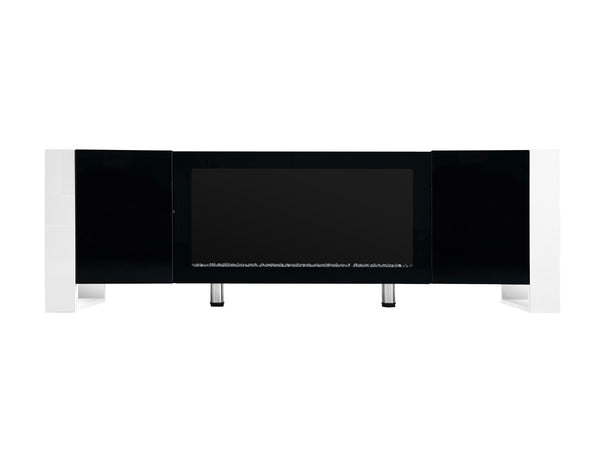 English Elm On-trend Gloss Media Console with Built-in Electric Fireplace for Living Rooms Black SD000029AAB