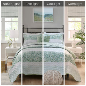 English Elm Full/Queen Seersucker Quilt Set 4pc – Shabby Chic Floral Botanical Prints, Hypoallergenic, Washable B035129014