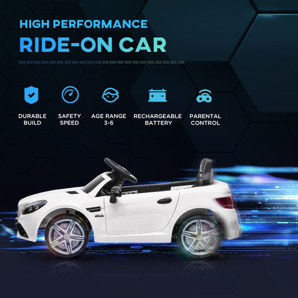 English Elm Aosom Mercedes Slc 300 Kids 12v Ride on Car with Remote Suspension and Lights White W2225P156325