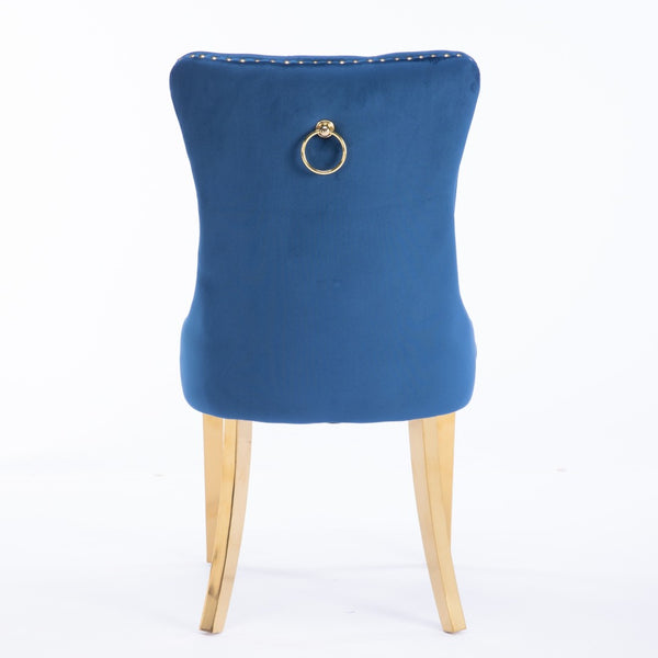 English Elm A&a Velvet Tufted Dining Chairs with Gold Plated Legs and Nailhead Trim Set of 2 W1143P151485