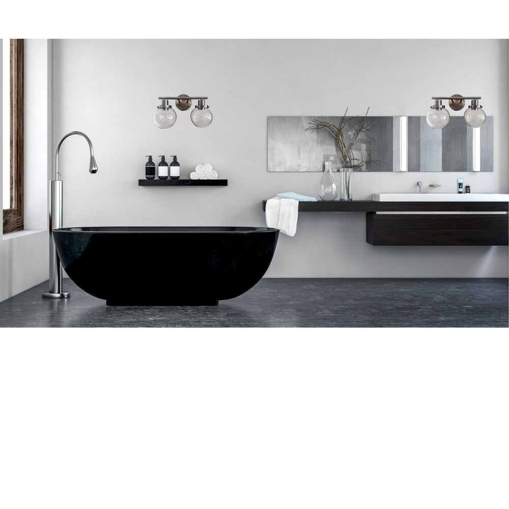 English Elm Bathroom 2-Light Vanity Sconce Black & Silver with Clear Glass Shades, Vintage Metal Wall Lamp for Mirror Areas B130P148050