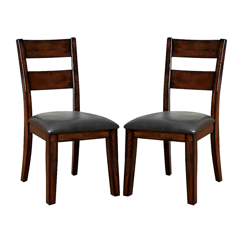English Elm Pack of 2 Solid Wood Padded Leatherette Side Chairs in Dark Cherry – Plank Design, Sturdy Block Legs, Dining Seating Set B016P156273