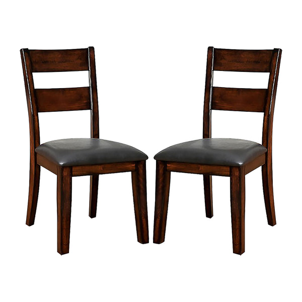 English Elm Pack of 2 Solid Wood Padded Leatherette Side Chairs in Dark Cherry – Plank Design, Sturdy Block Legs, Dining Seating Set B016P156273