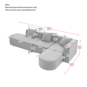 English Elm Modern Boucle L-shaped Sectional Sofa Curved Sculptural Design for Living Room W848S00038