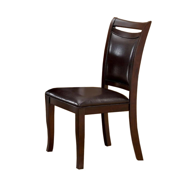 English Elm Set of 2 Padded Leatherette Dining Chairs Solid Wood Frame Dark Cherry Espresso Slatted Back Comfort B016P156214