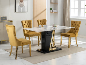 English Elm A&a Velvet Tufted Dining Chairs with Gold Plated Legs and Nailhead Trim Set of 2 W1143P151483