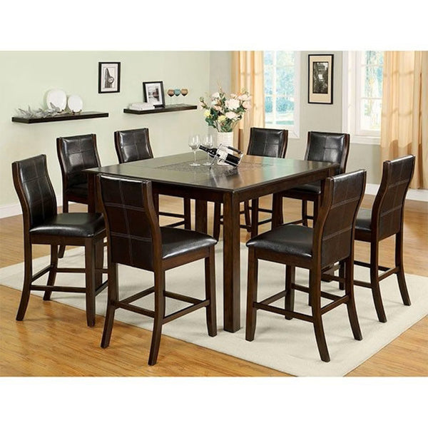 English Elm Set of 2 Brown Cherry Counter Height Chairs with Padded Leatherette Seats and Curved Backs, Stylish Dining Accent B016P156357
