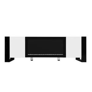 English Elm On-trend Gloss Media Console with Built-in Electric Fireplace for Living Rooms White SD000029AAK