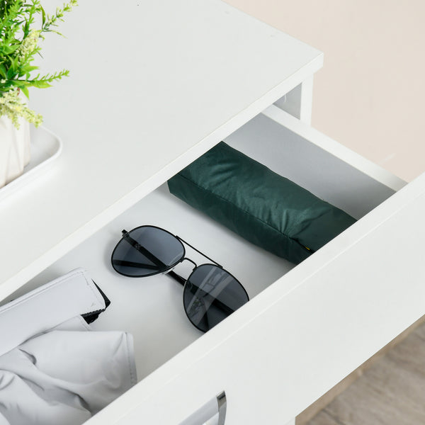 English Elm HOMCOM Modern 3-Drawer Shoe Cabinet with 2 Flip Doors & Adjustable Shelves, Holds 16 Pairs White W2225P156388