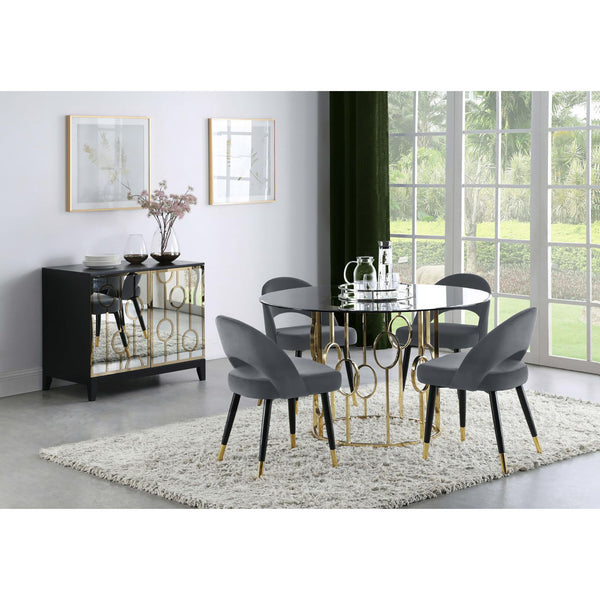 English Elm Grey Velvet Arched Back Dining Chairs Set of 2 — Chic Grey Upholstery, Gold-Tip Black Legs, Luxe Comfort B062S00357