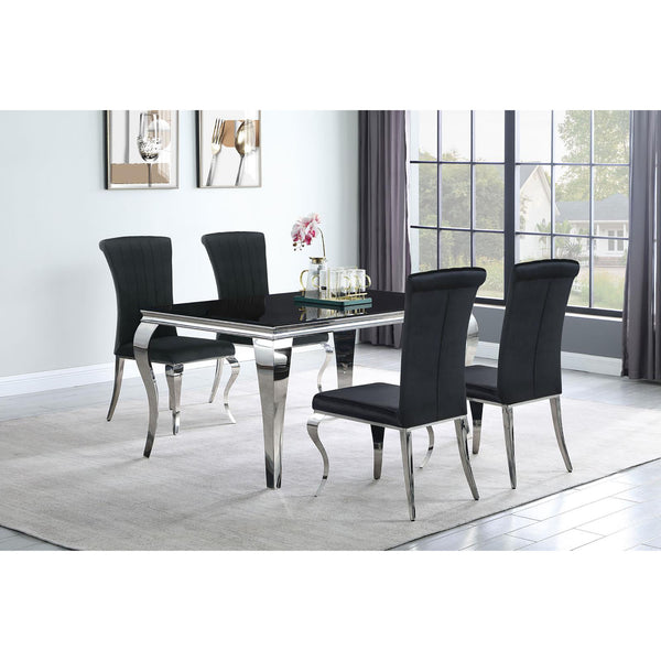 English Elm Black Upholstered Side Chairs Set Of 4 - Plush Velvet, Chrome Finish, Stylish Comfort For Dining Rooms B062S00325