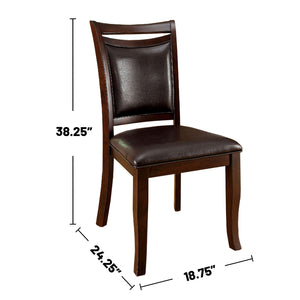 English Elm Set of 2 Padded Leatherette Dining Chairs Solid Wood Frame Dark Cherry Espresso Slatted Back Comfort B016P156214