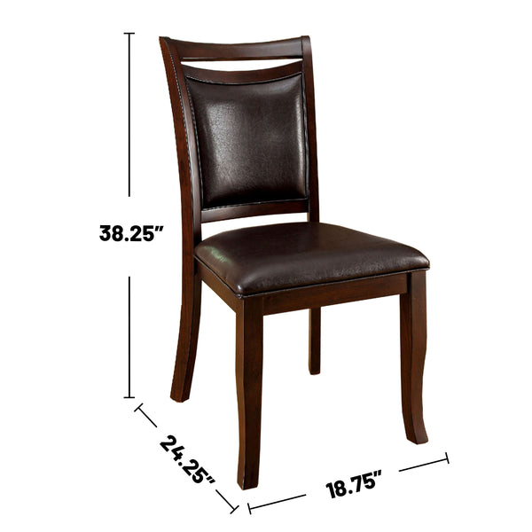 English Elm Set of 2 Padded Leatherette Dining Chairs Solid Wood Frame Dark Cherry Espresso Slatted Back Comfort B016P156214