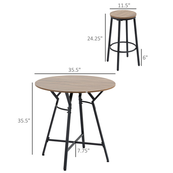English Elm Homcom Industrial 5-Piece Bar Table & Stools Set - Space-Saving Dining For Kitchen & Pub Areas W2225P156370
