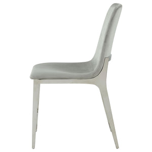 English Elm Light Grey Velvet Side Chairs Set of 4 — Italian-Inspired Velvet Upholstery, Foam Comfort, Chrome Frame B062S00323