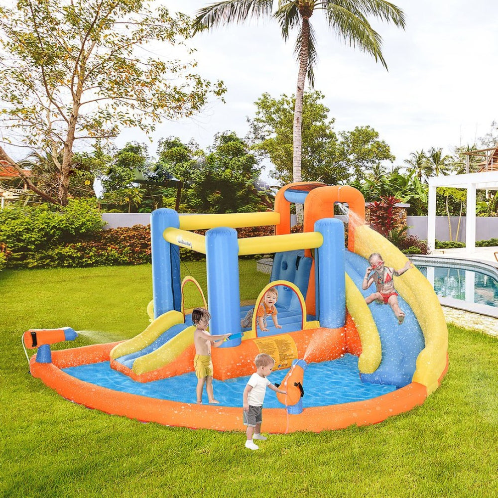English Elm Outsunny 5in1 Inflatable Backyard Water Park Bounce House with Slide Climbing Wall W2225P156335