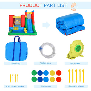 English Elm Outsunny 6in1 Inflatable Bounce House Water Slide Pool Backyard Kids Summer Fun W2225P156337
