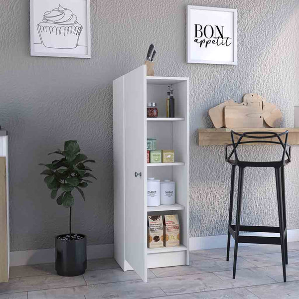 English Elm Kitchen Pantry Slim 47" H Single Door Storage Cabinet with Four Adjustable Shelves for Small Spaces White 51.18 L x 27.95 W x 3.15 H B097133245