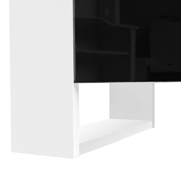 English Elm On-trend Gloss Media Console with Built-in Electric Fireplace for Living Rooms Black SD000029AAB